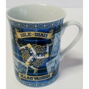 The Book Company Isle of Man Mug Coffee Tea Cup Bone China Blue/Navy/Tan/White